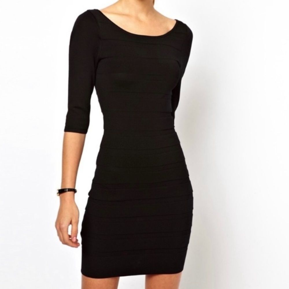 Mango MNG Suit Black Scoopback Bodycon‎ Dress Size Large